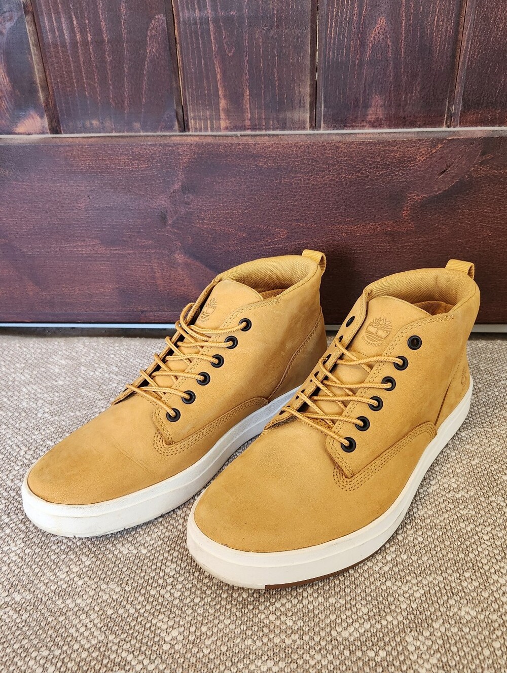 Timberland Mens Davis Square ReBOTL Leather Chukka Boots Shoes, Wheat, 9.5, EUC